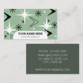 Carte De Visite Boomerangs modernes du milieu du siècle Sage Green (Devant / Derrière)