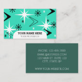 Carte De Visite Boomerangs modernes du milieu du siècle Turquoise (Devant / Derrière)