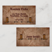 Carte de visite Boots Cowboy (Devant / Derrière)