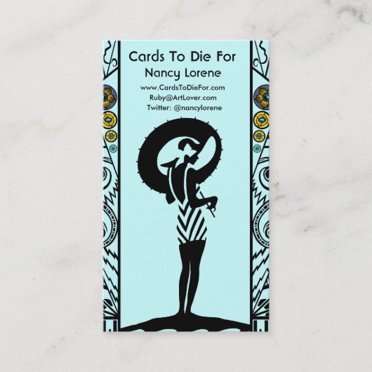 Carte De Visite Bord de la mer Deco dans l'Aqua et le jaune (Devant)