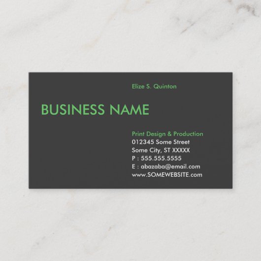 Carte De Visite bord vert doux (Devant)