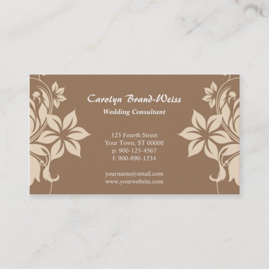 Carte de visite bordé de fleurs (Devant)