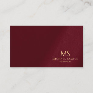 Carte De Visite Bordeaux Élégant Or Texte Monogramme Professionnel