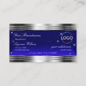 Carte De Visite Bords Ariments Ciel Bleu Argent de nuit avec logo (Dos)