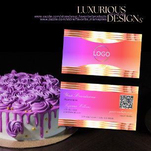 Carte De Visite Bords or Rose coloré magnifique Logo Code QR