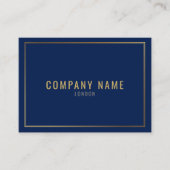 Carte De Visite Bordure à effet doré, fond bleu professionnel (Devant)