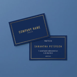 Carte De Visite Bordure à effet doré, fond bleu professionnel