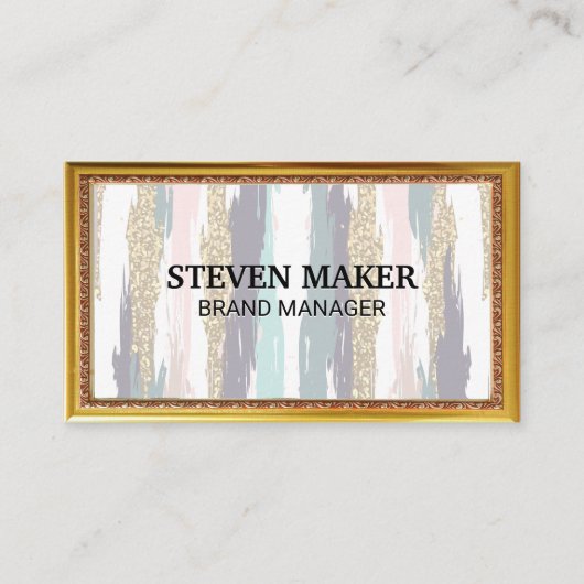 Carte De Visite Bordure Antique Or | Design Boho (Devant)