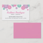 Carte De Visite Bordure Aqua Lilac & Boutons mignons roses (Devant / Derrière)