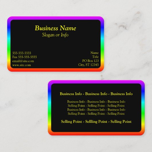 Carte De Visite Bordure arc-en-ciel (Devant / Derrière)