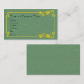 Carte De Visite Bordure Art déco or sur vert (Devant / Derrière)