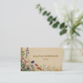 Carte De Visite Bordure beige Boho rustique Fleur sauvage (Debout devant)