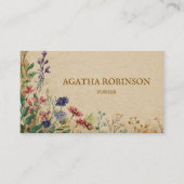 Carte De Visite Bordure beige Boho rustique Fleur sauvage (Devant)
