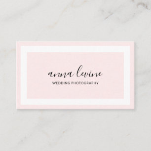 Carte De Visite Bordure blanc rose clair minimaliste