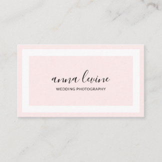 Carte De Visite Bordure blanc rose clair minimaliste