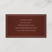 Carte De Visite Bordure blanche classique | Arrière - plan en cuir (Dos)