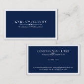 Carte De Visite Bordure blanche et Arrière - plan bleu minuit (Devant / Derrière)