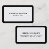 Carte De Visite Bordure blanche et noire arrondie minimale (Devant / Derrière)