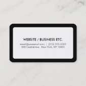 Carte De Visite Bordure blanche et noire arrondie minimale (Dos)