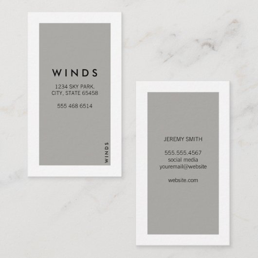 Carte De Visite Bordure blanche (gris) (Devant / Derrière)