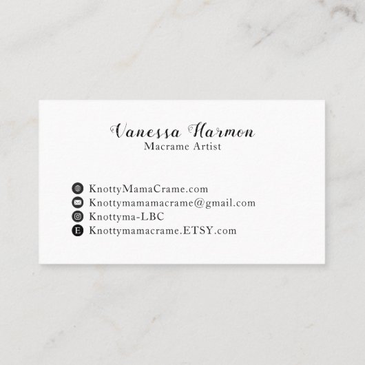 Carte De Visite Bordure blanche Knotty Mama (Dos)