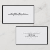 Carte De Visite Bordure blanche noire moderne simple et élégante (Devant / Derrière)