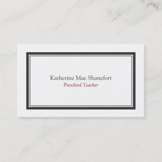 Carte De Visite Bordure blanche noire professionnelle minimaliste (Devant)
