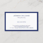 Carte De Visite Bordure bleu marine minimaliste sur blanc (Dos)