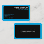 Carte De Visite Bordure bleue claire arrondie Bordure noire minima (Devant / Derrière)