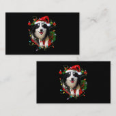 Carte De Visite Bordure Collie Reindeer Santa Hat Noël Lumières Ch (Devant / Derrière)