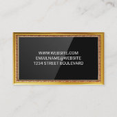 Carte De Visite Bordure d'antiquité or | Arrière - plan noir brill (Dos)
