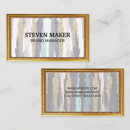 Carte De Visite Bordure d'antiquité or | Boho Design (Devant / Derrière)