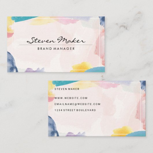 Carte De Visite Bordure d'aquarelle (Devant / Derrière)