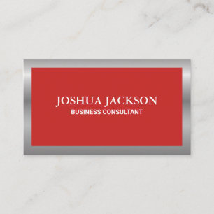 Carte De Visite Bordure d'argent   Arrière - plan rouge