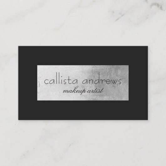 Carte De Visite Bordure de boîte à huile d'argent noir élégant mod (Devant)