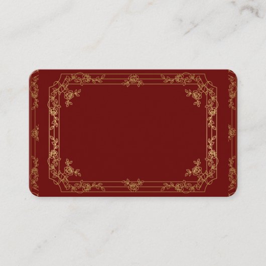 Carte De Visite Bordure de cadre Gold Fancy sur une Brown rouge (Devant)
