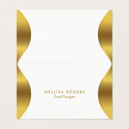 Carte De Visite Bordure de cadre or en blanc (Extérieur déplié)