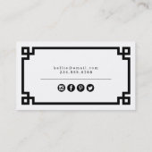 Carte De Visite Bordure de clé grecque chic noir et blanc (Dos)