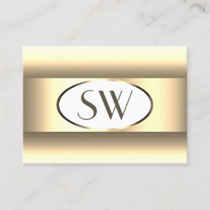 Carte De Visite Bordure de Décor Or Léger Monogramme Crème Blanche