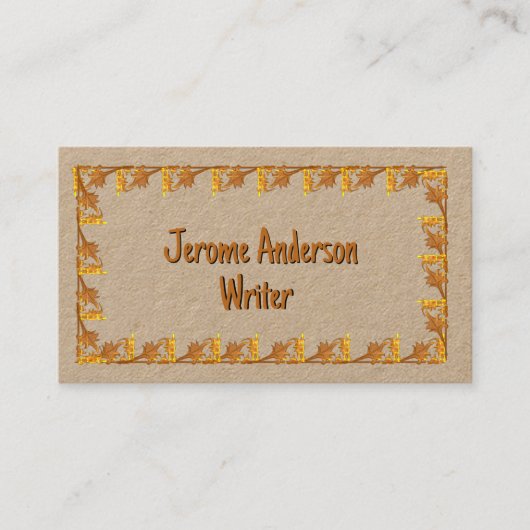 Carte de visite – Bordure de feuilles dorées (Devant)
