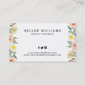 Carte De Visite Bordure de fleurs pêche pastel (Dos)