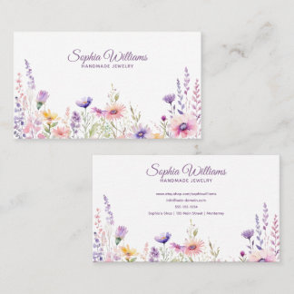 Carte De Visite Bordure de fleurs sauvages jolies Bijouterie