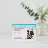 Carte De Visite Bordure de l'animal de compagnie Collie rose bleu (Debout devant)