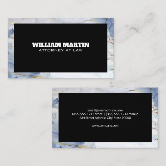 Carte De Visite Bordure de marbre | Classique (Devant / Derrière)