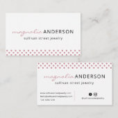 Carte De Visite Bordure de point rose blanc Polka (Devant / Derrière)