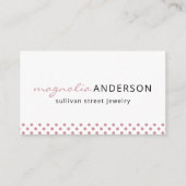 Carte De Visite Bordure de point rose blanc Polka (Devant)