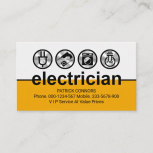 Carte De Visite Bordure de signalisation de l'électricien jaune