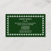 Carte De Visite Bordure de tulipe - Blanc sur Vert foncé (Dos)