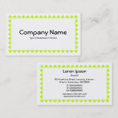 Carte De Visite Bordure de Tulipe - Chartreuse Vert sur Blanc (Devant / Derrière)