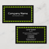 Carte De Visite Bordure de Tulipe - Chartreuse Vert sur Noir (Devant / Derrière)